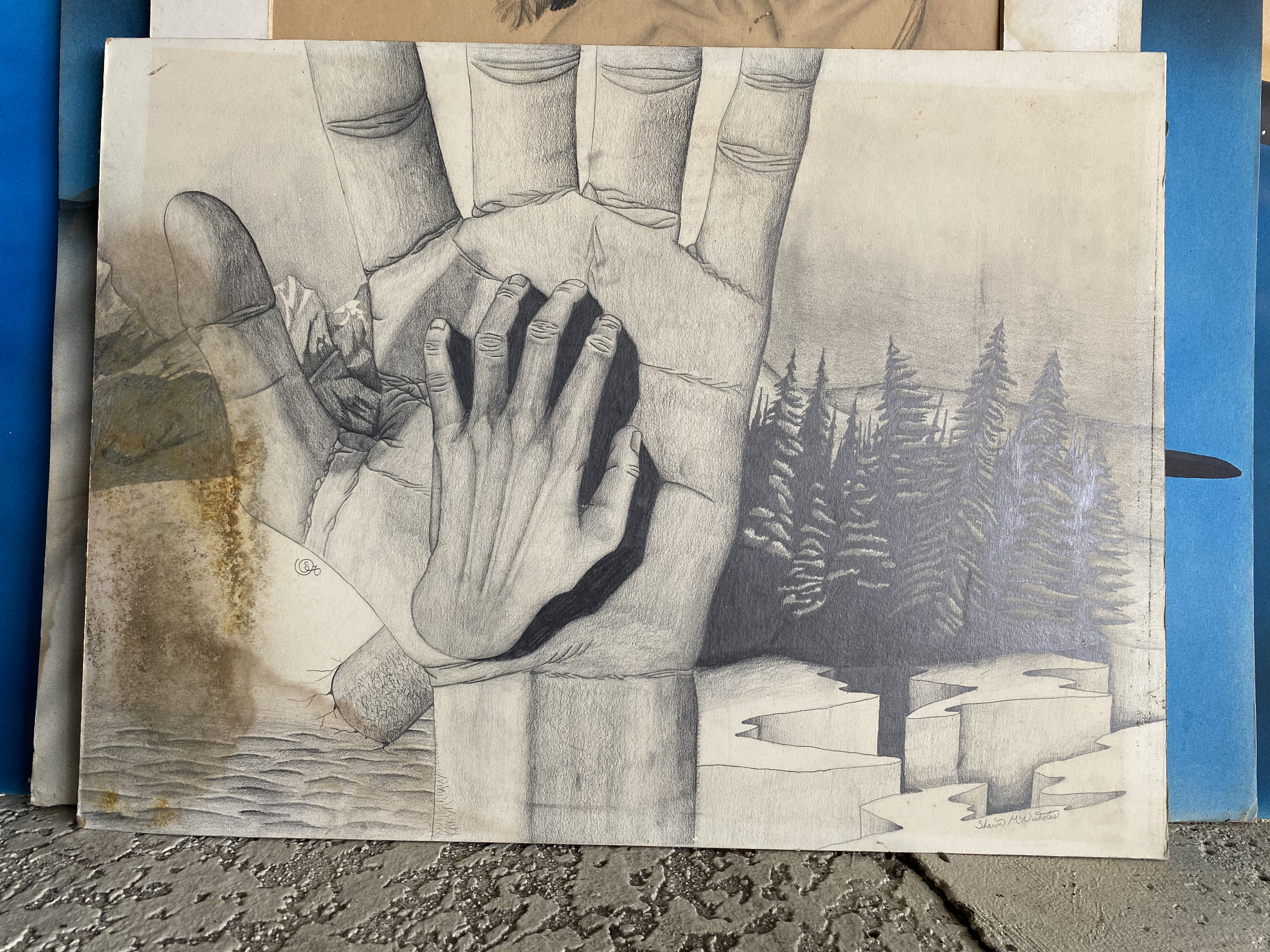 Pencil Self Portrait Hands